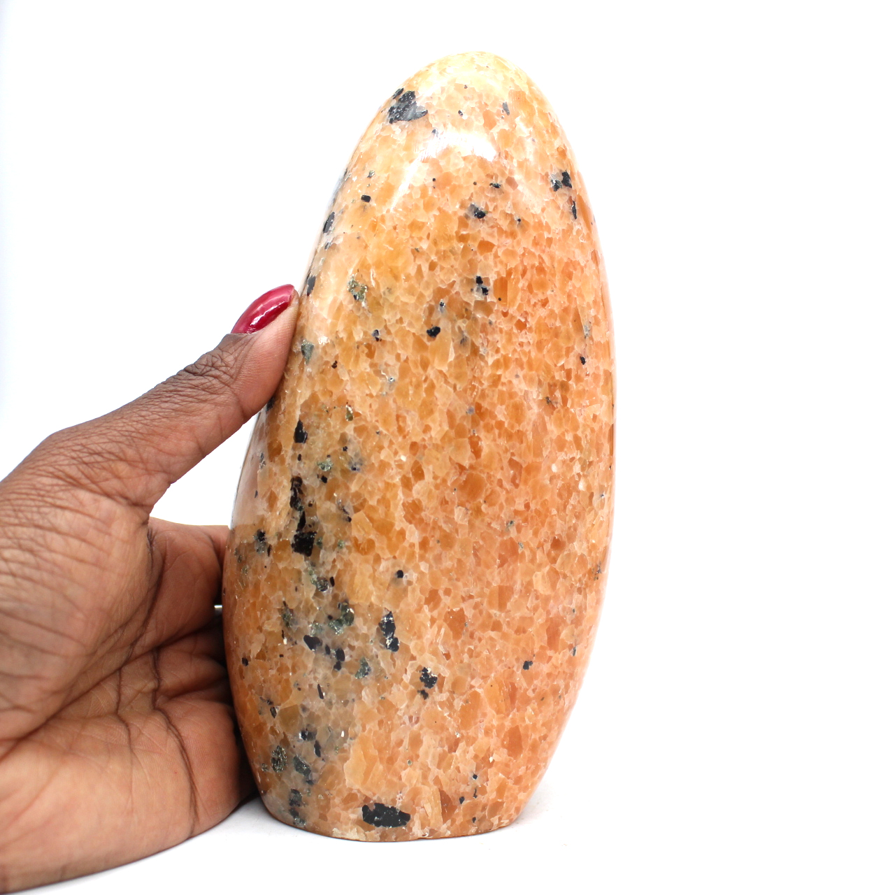 Orange calcite polished freeform