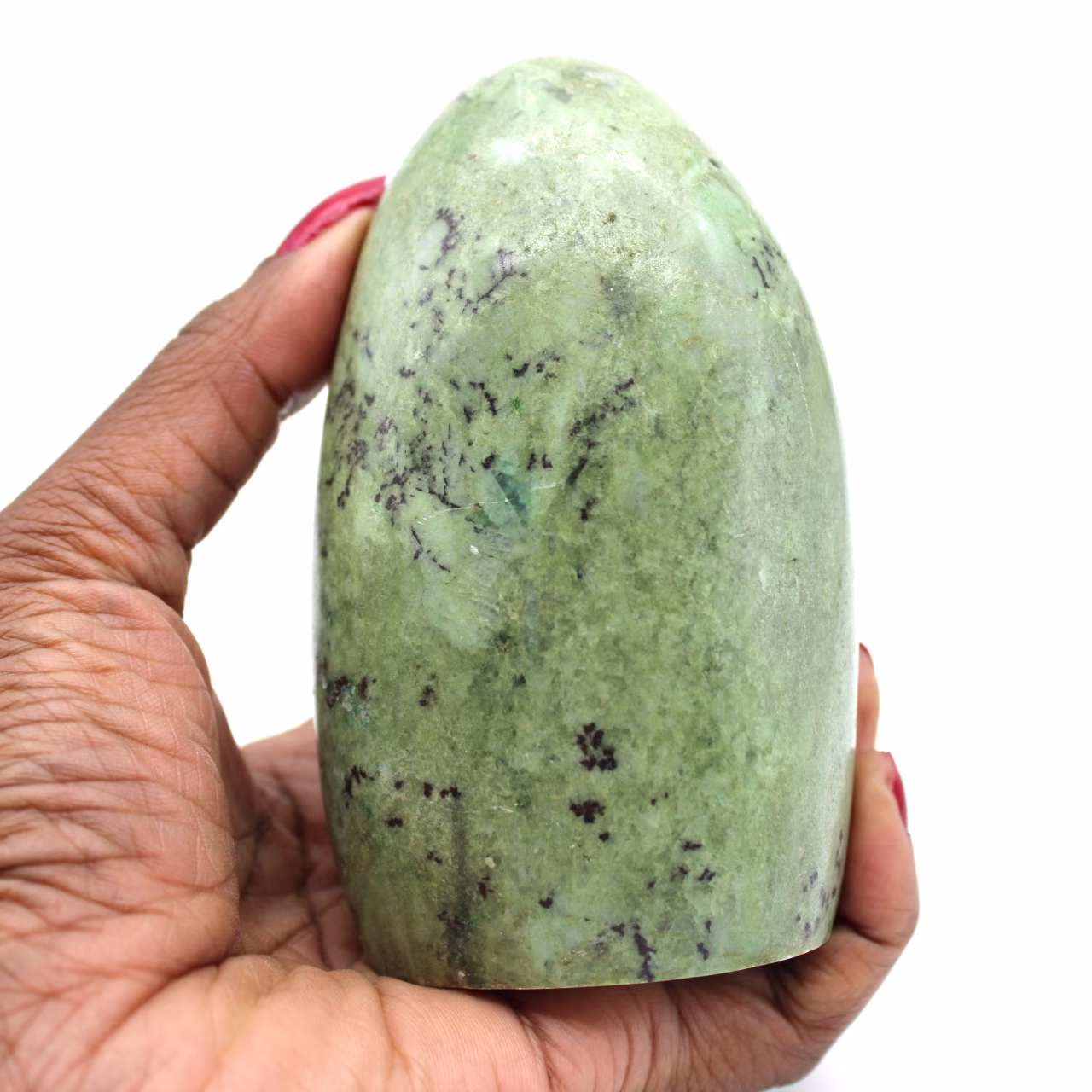 Polished rock in green feldspar