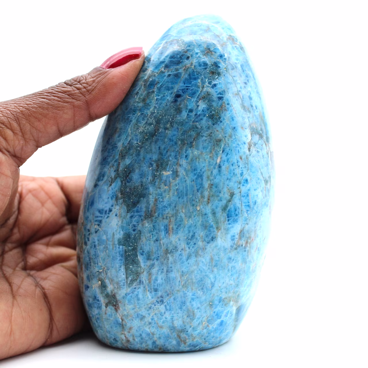 Polished blue apatite