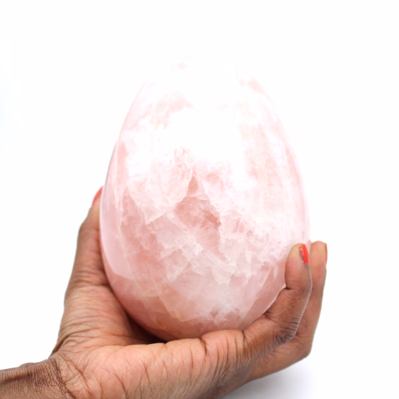 Rose quartz mineral egg