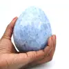 Blue calcite mineral egg - 0