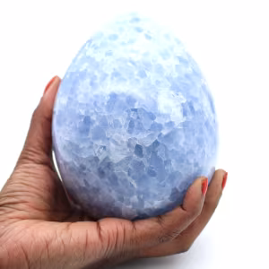 Blue calcite mineral egg