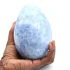 Blue calcite mineral egg - 0