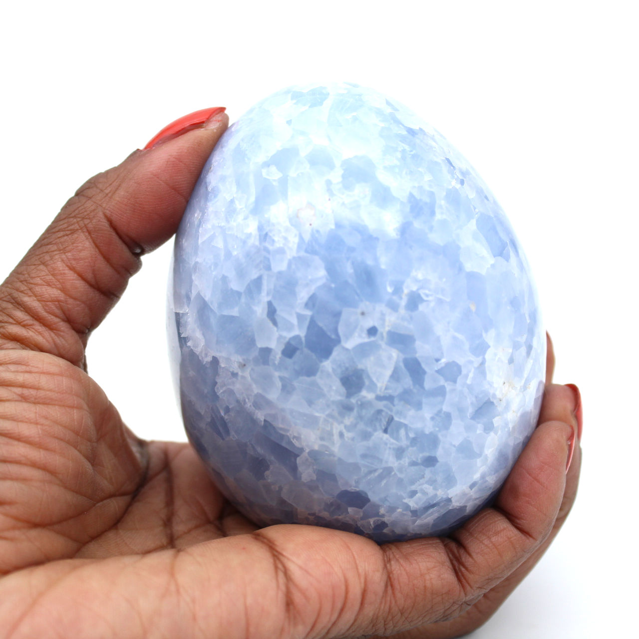 Blue calcite mineral egg