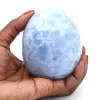 Blue calcite mineral egg - 0