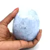 Blue calcite mineral egg - 0