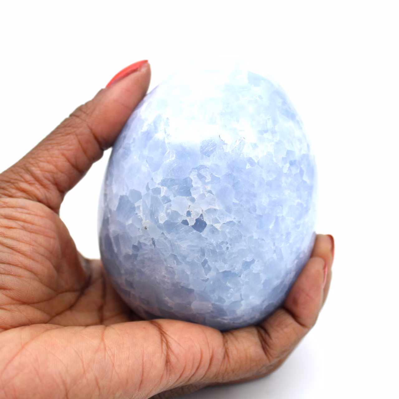 Blue calcite mineral egg