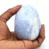Blue calcite mineral egg - 0