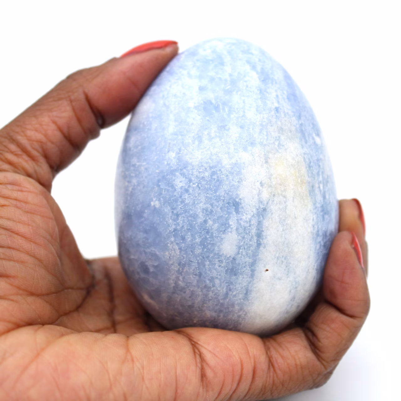 Blue calcite mineral egg