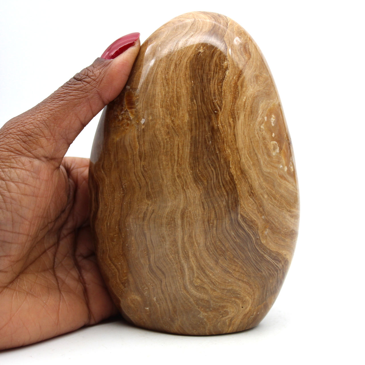 Freeform polished honey calcite
