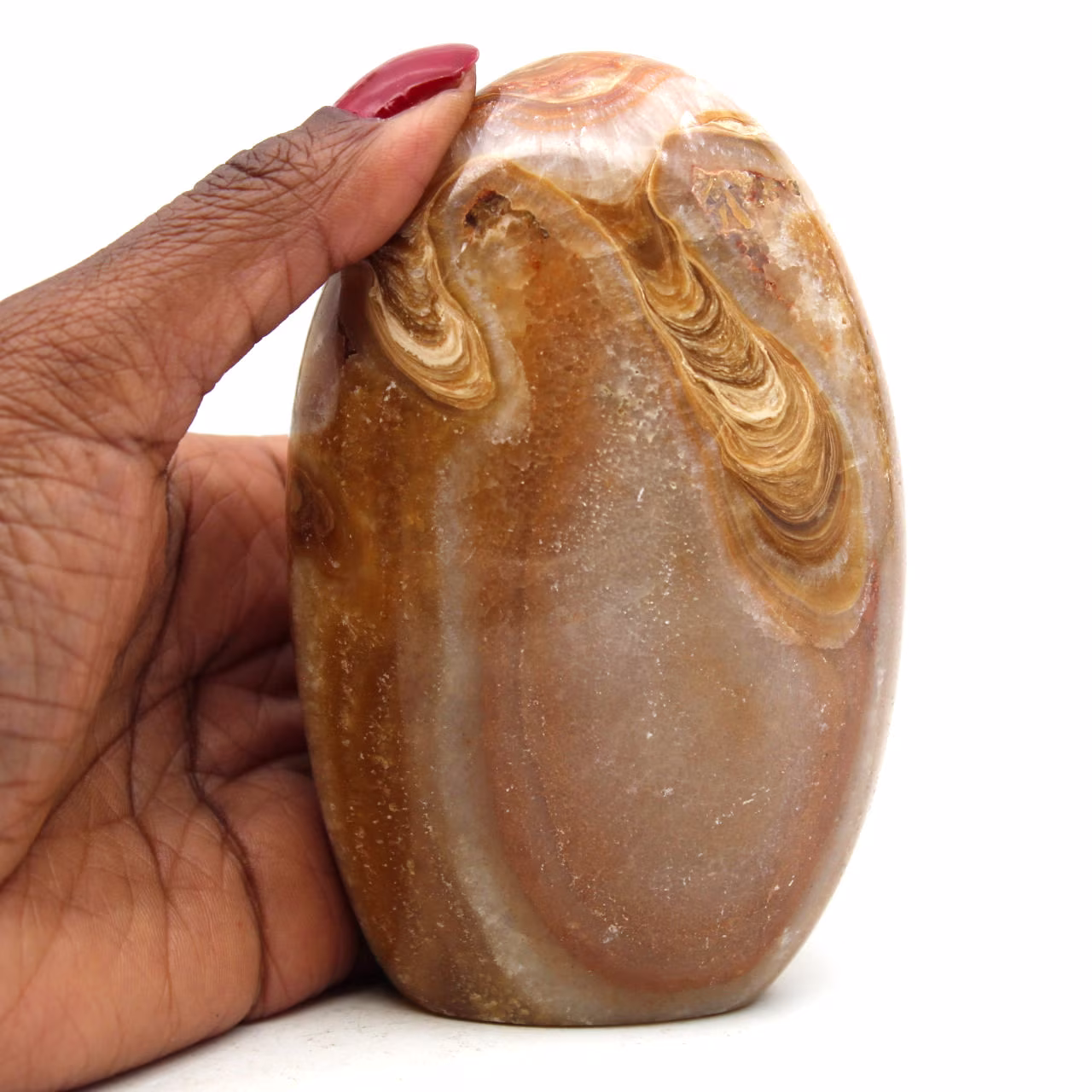 Freeform polished honey calcite