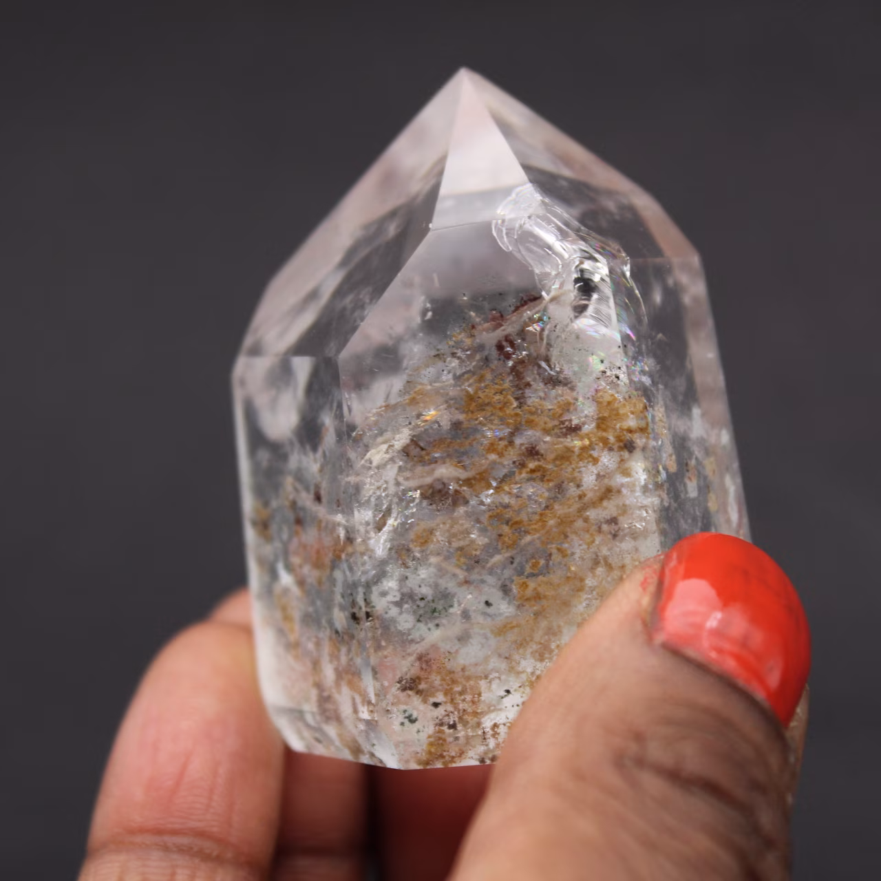 Rock crystal prism with inclusion