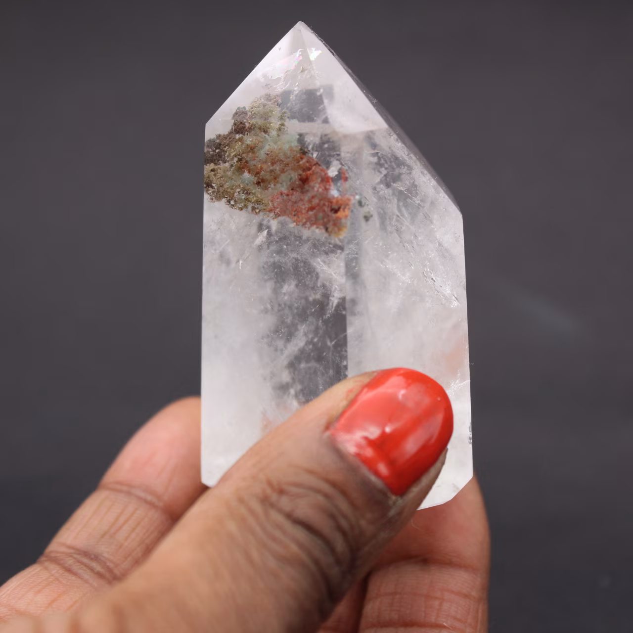 Rock crystal prism with inclusion
