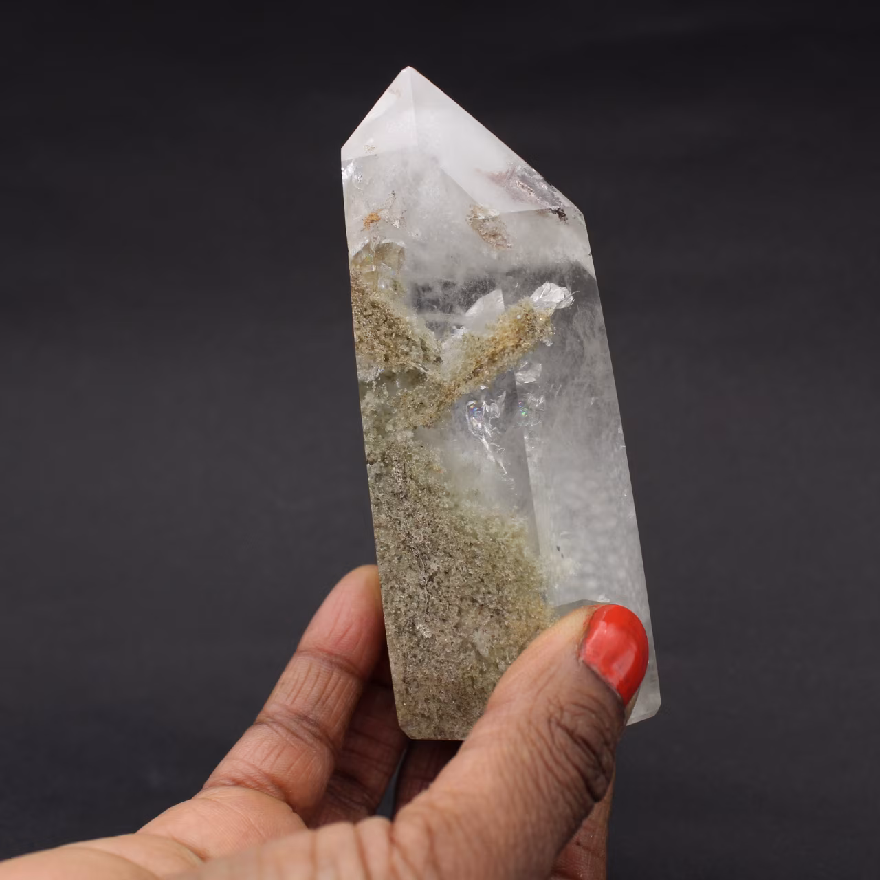Quartz prism with inclusion
