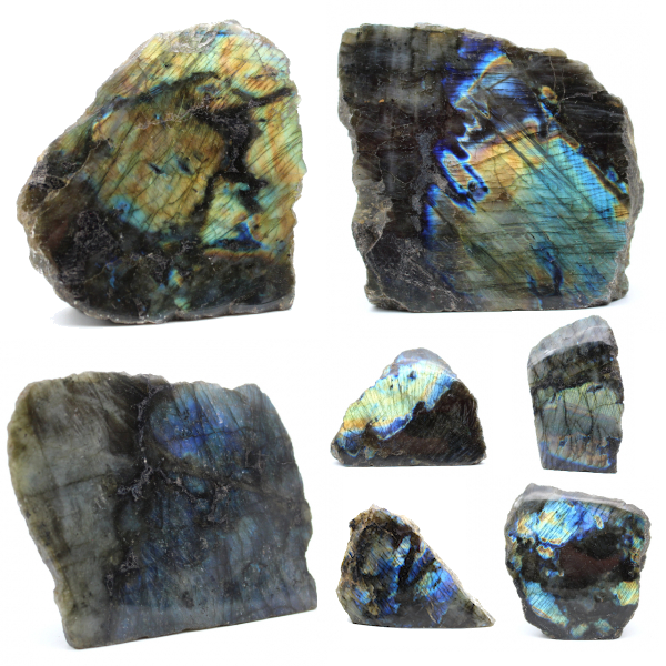 Labradorite with polished side ornamental stone from Madagascar