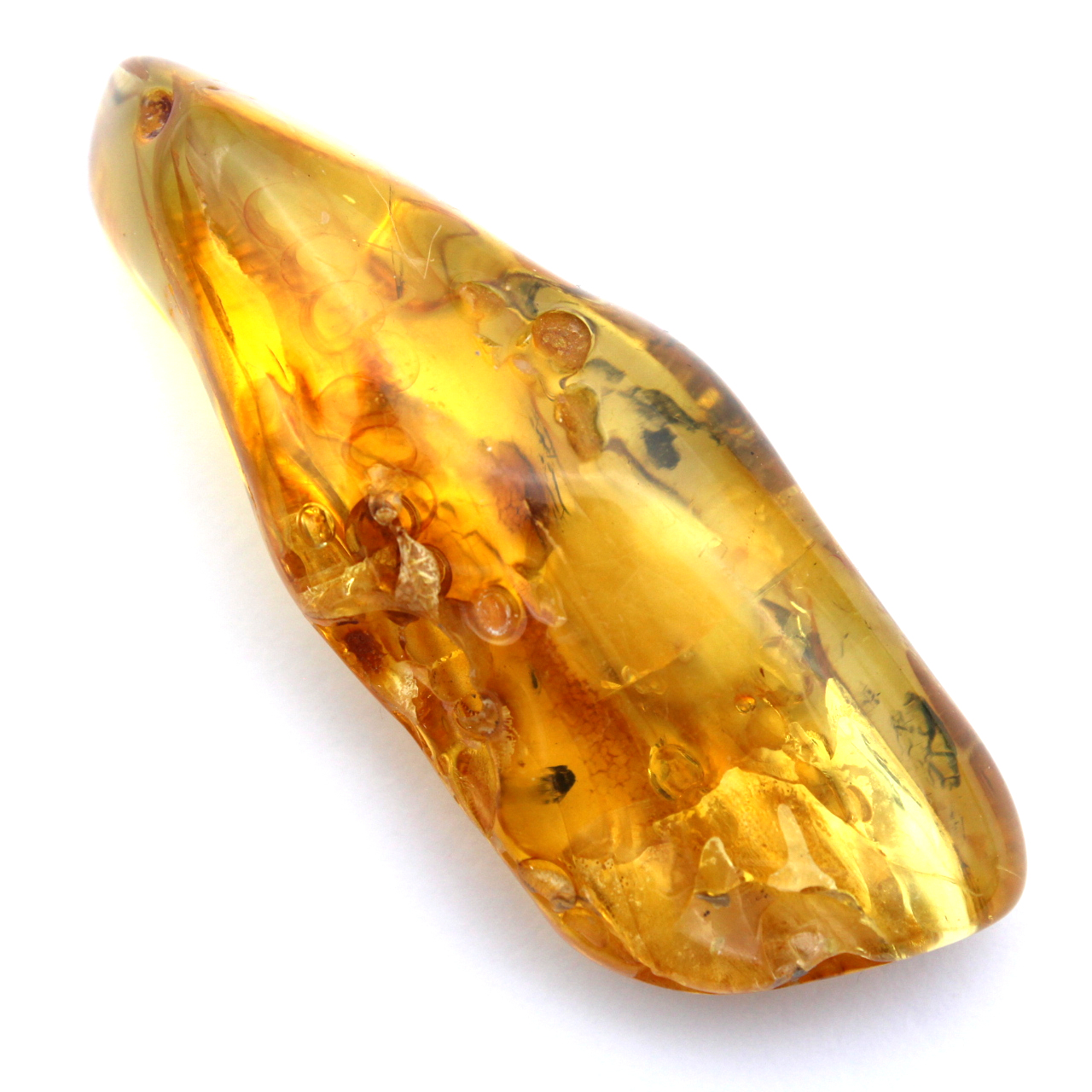 Fossil amber pebble