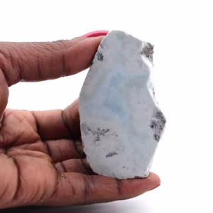 Semi-polished larimar plaque