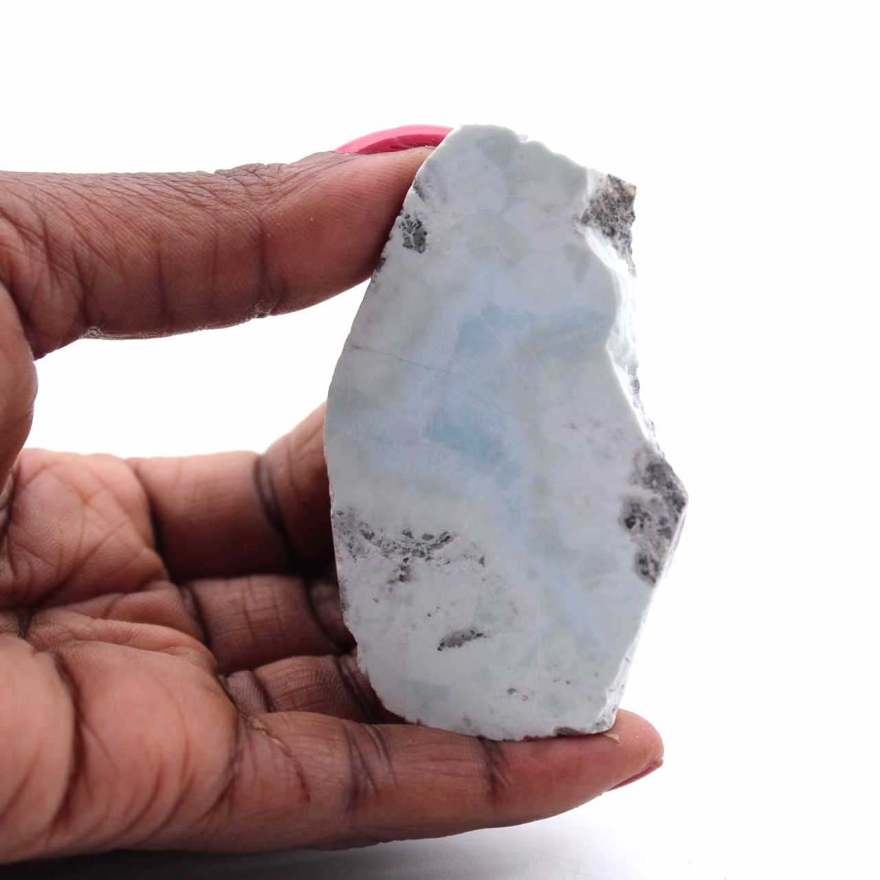 Semi-polished larimar plaque