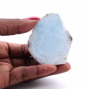 Semi-polished larimar plaque