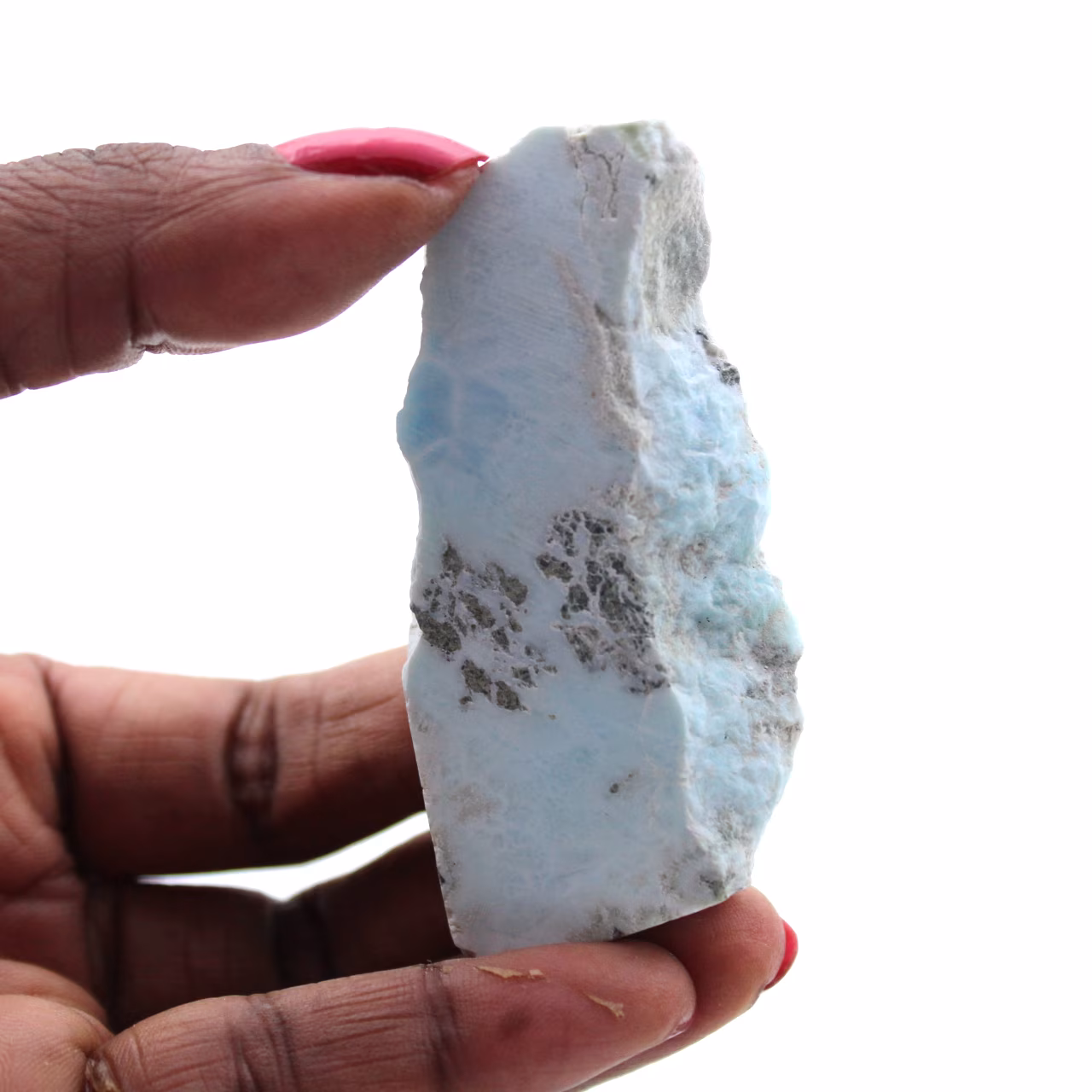 Semi-polished larimar plaque