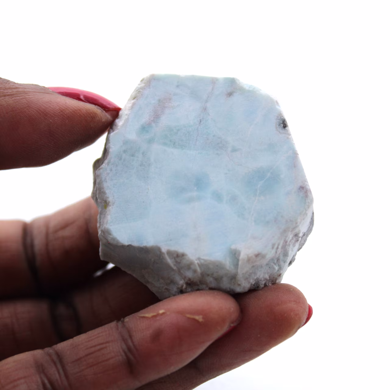 Semi-polished larimar plaque