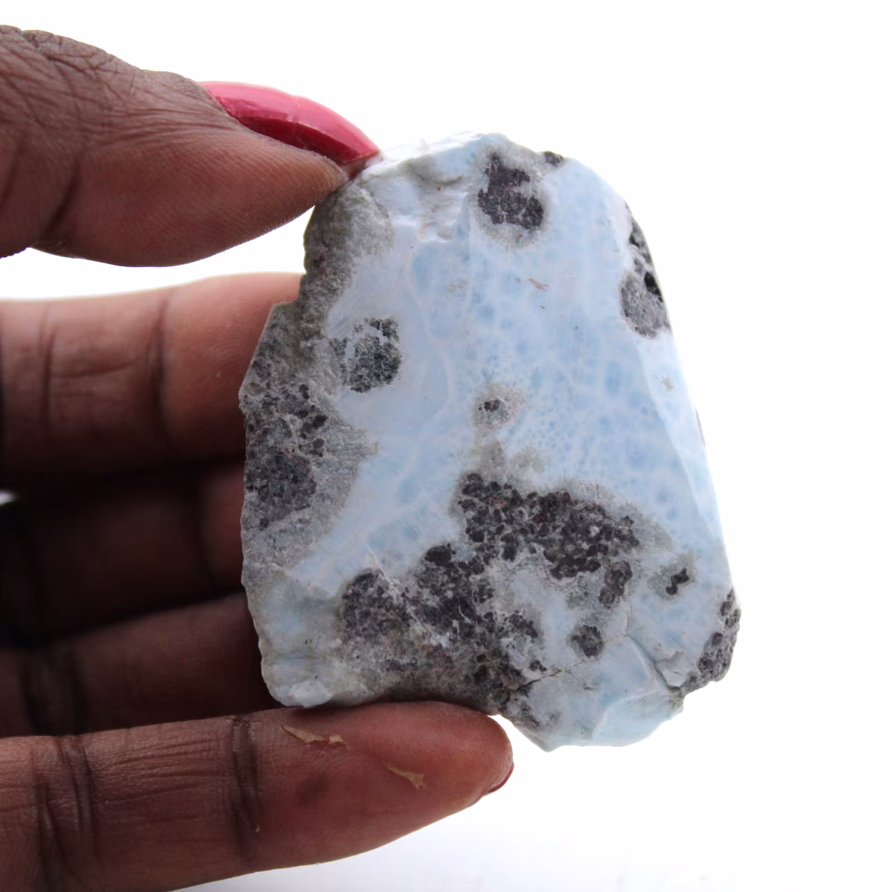 Semi-polished larimar plaque