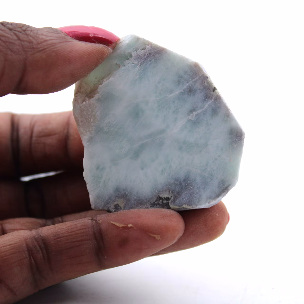 Semi-polished larimar plaque