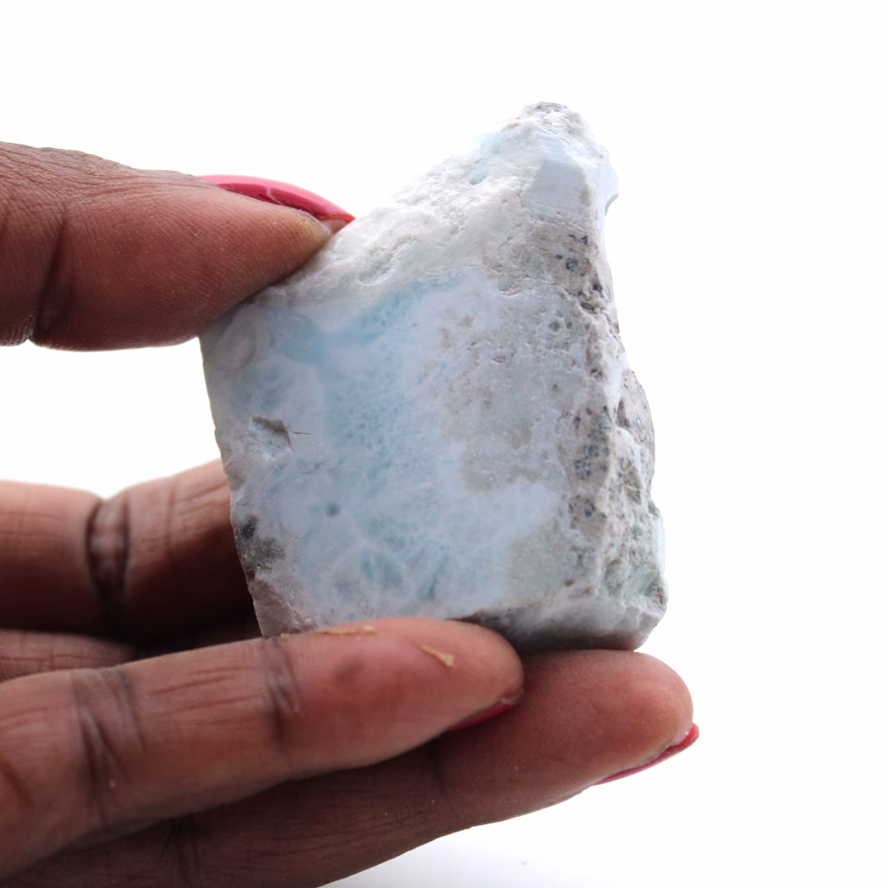 Semi-polished larimar plaque