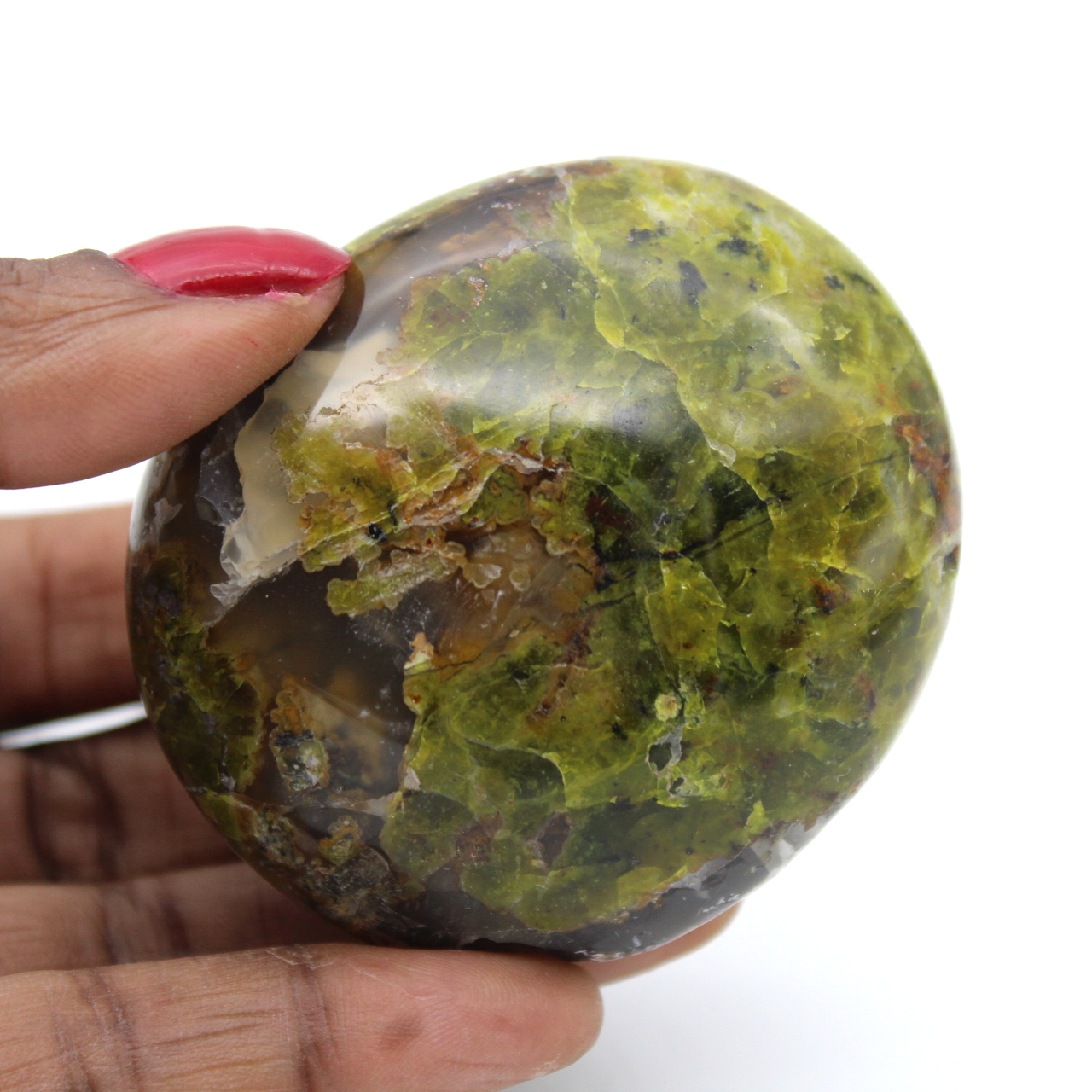 Green opal stone pebble