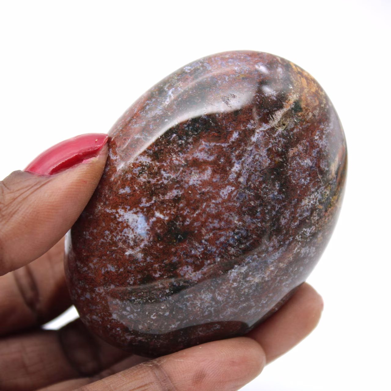 Orbicular jasper pebble
