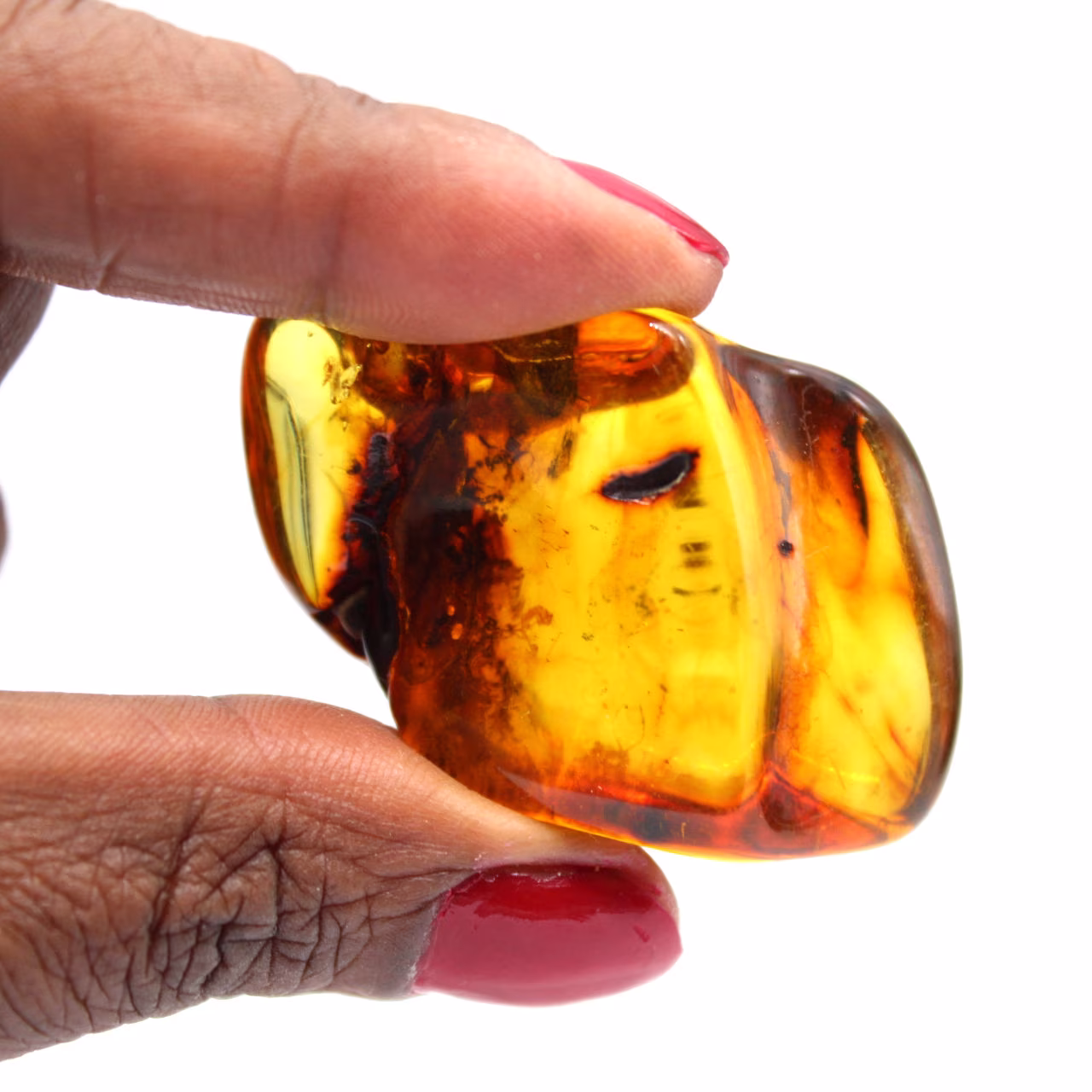 Fossil amber pebble