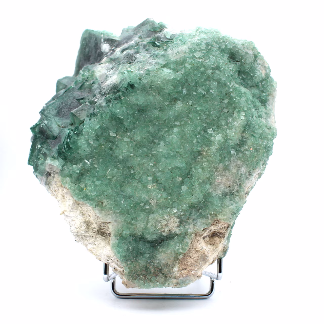Green fluorite cubes on gangue