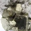 Pyrite on matrix with calcite and quartz - 5