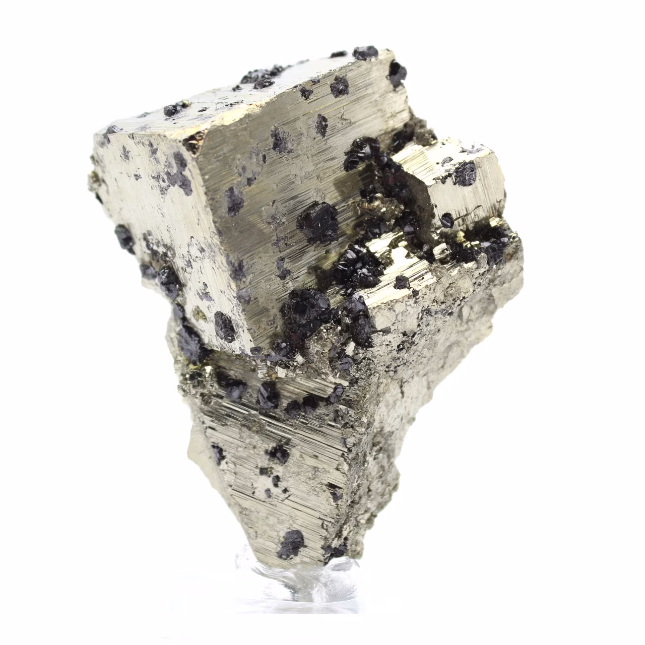 Natural pyrite on base