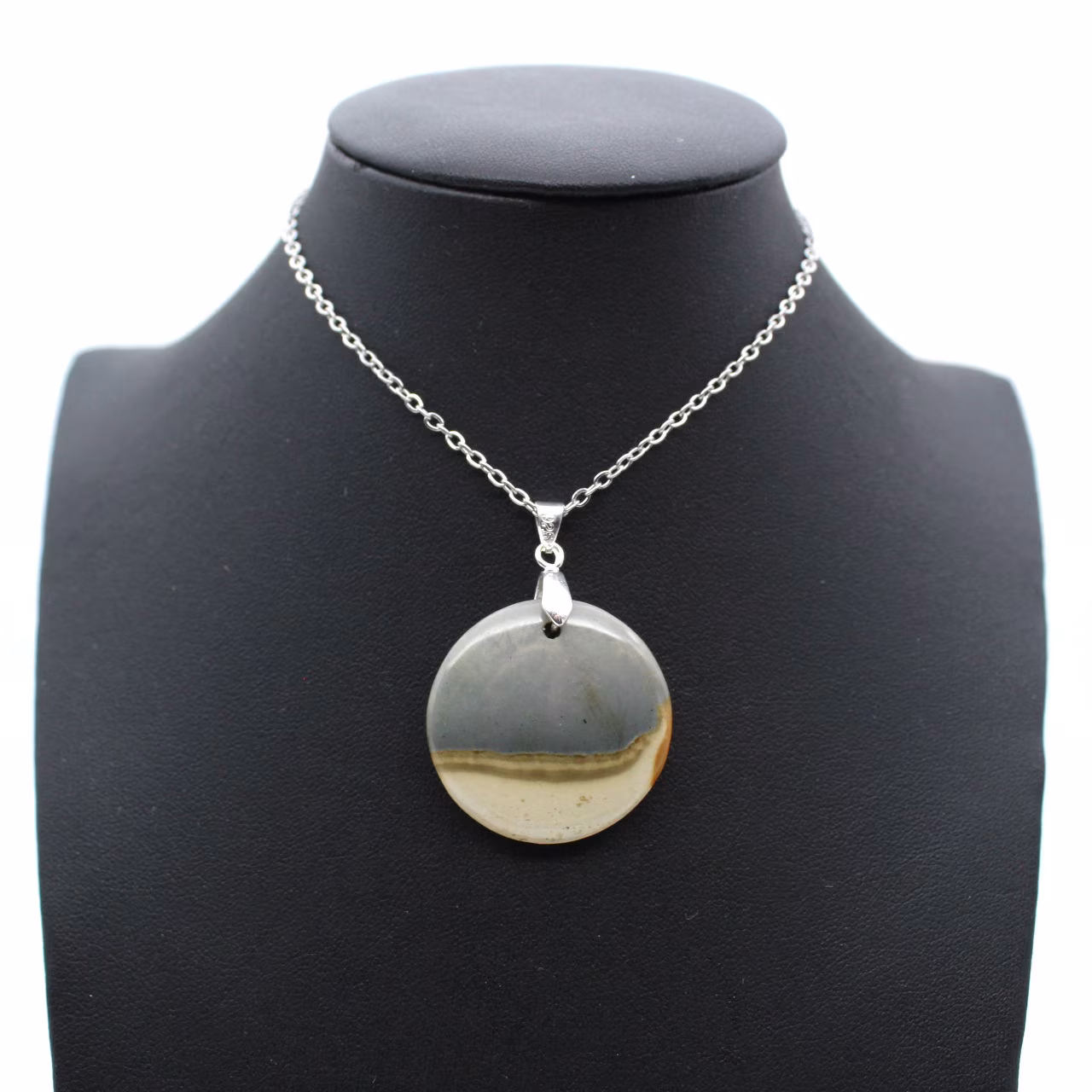Printed jasper round pendant