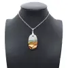 Printed jasper oval pendant - 0