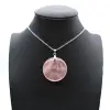 Round rose quartz pendant - 0