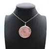 Round rose quartz pendant - 0