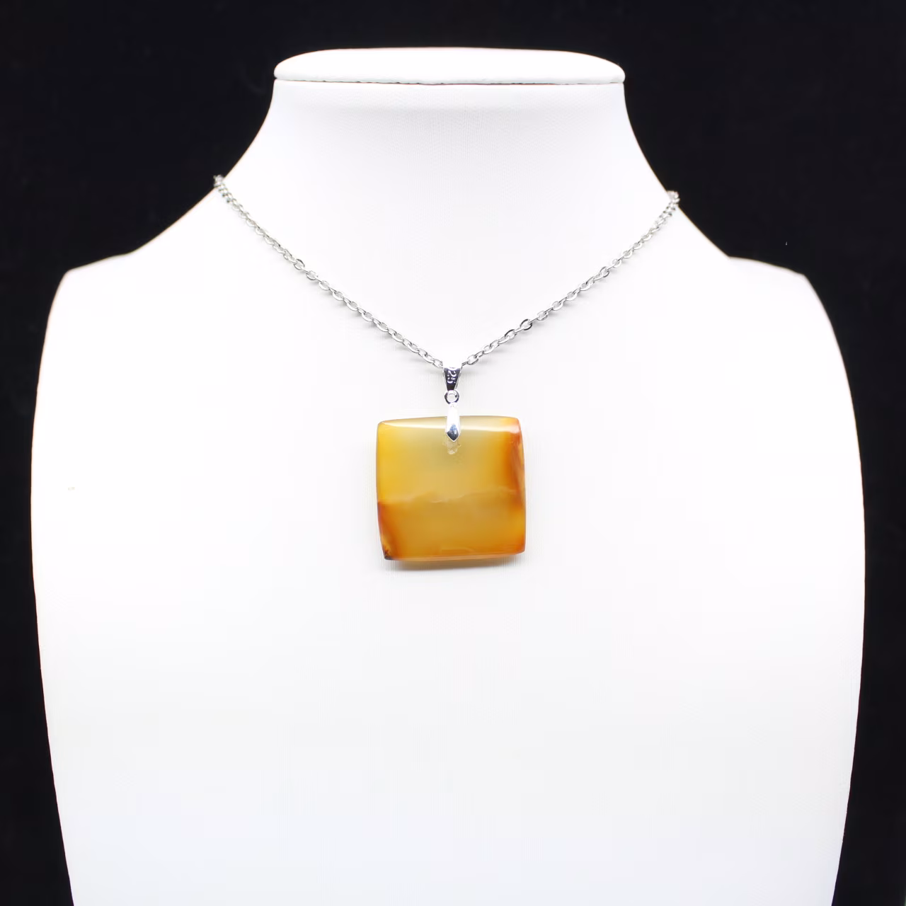 Square carnelian pendant