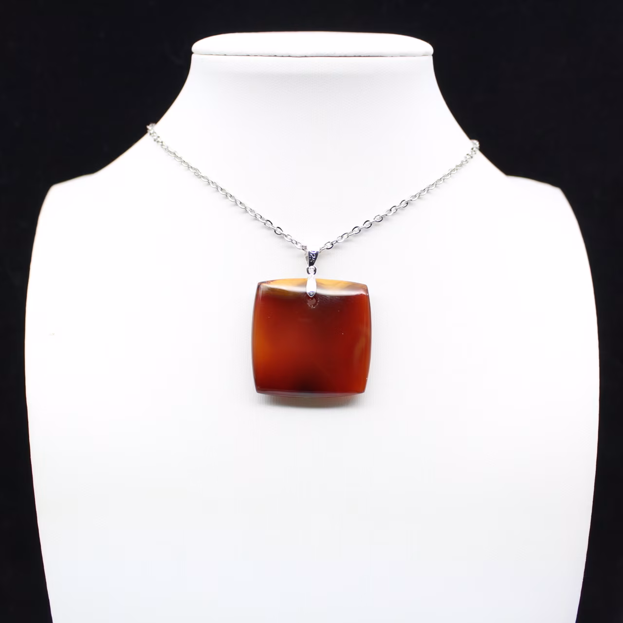 Square carnelian pendant
