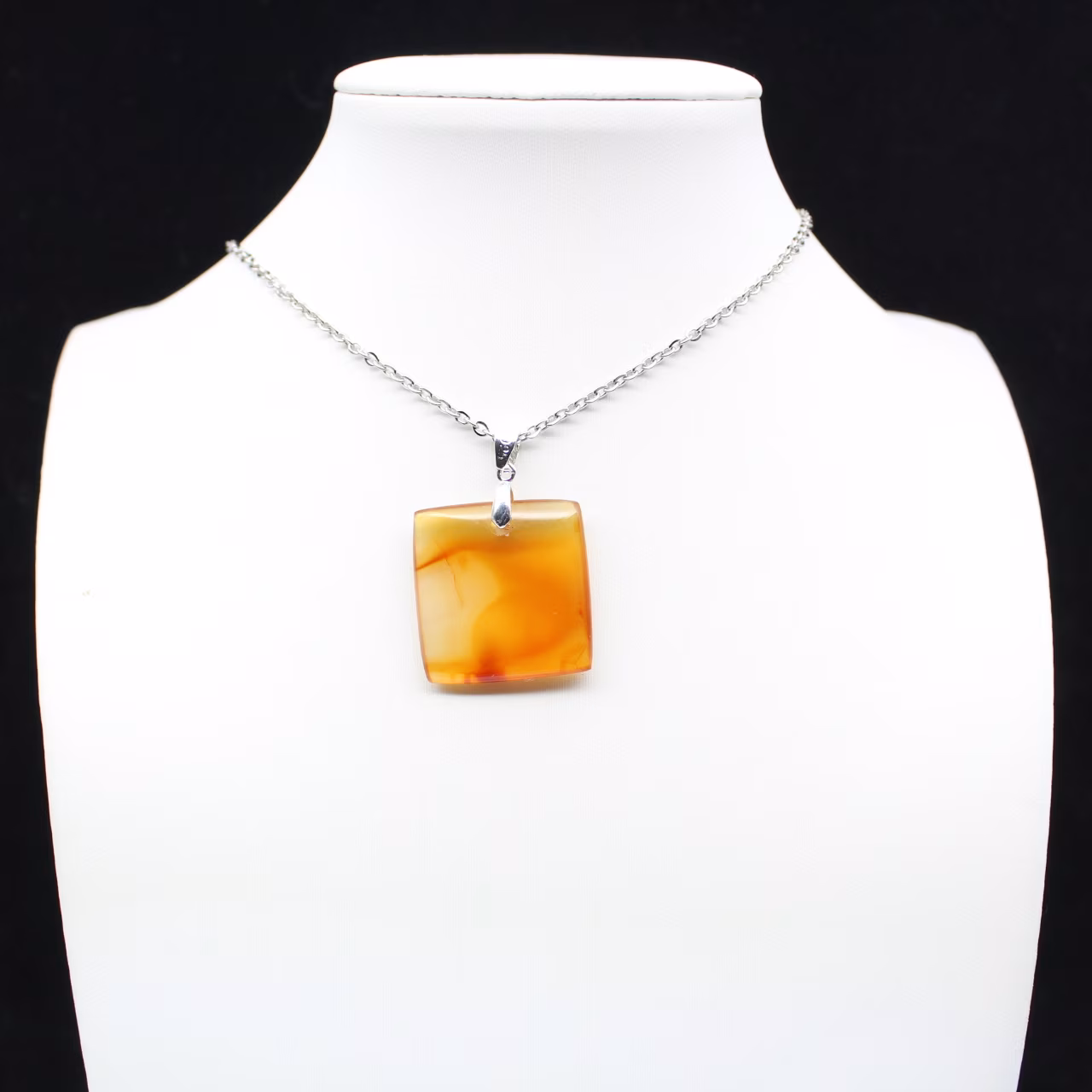 Square carnelian pendant