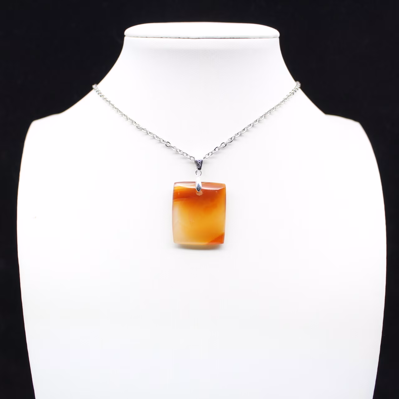 Square carnelian pendant