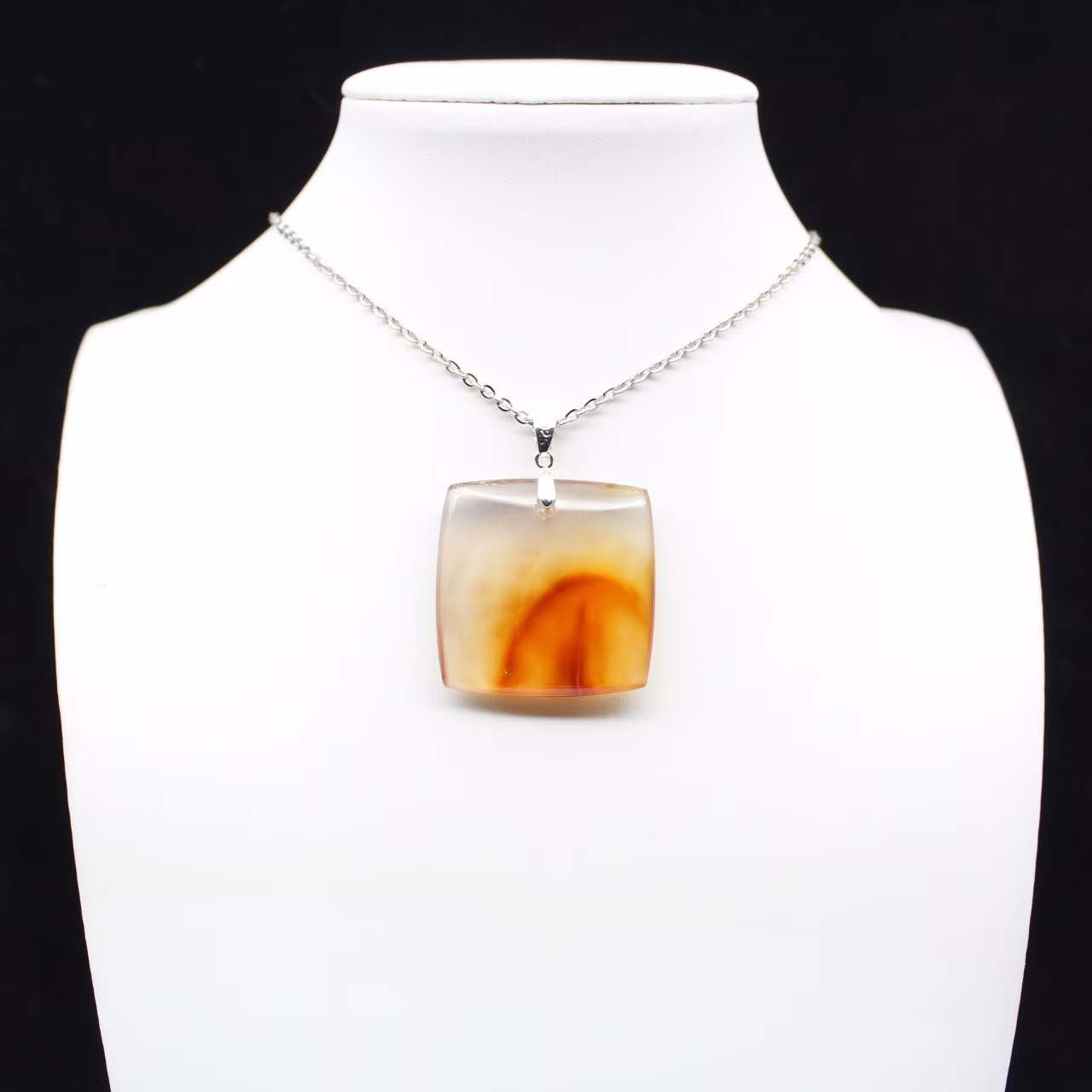 Square carnelian pendant