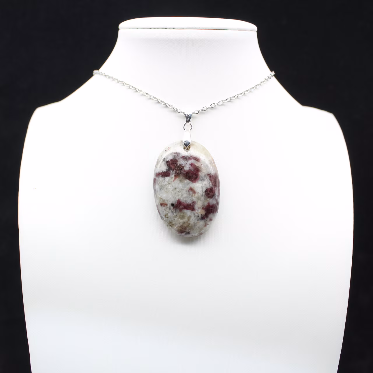 Oval Pendant with Pink Tourmaline Inclusion