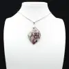 Leaf Pendant with Pink Tourmaline Inclusion - 0