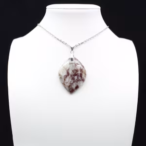 Leaf Pendant with Pink Tourmaline Inclusion