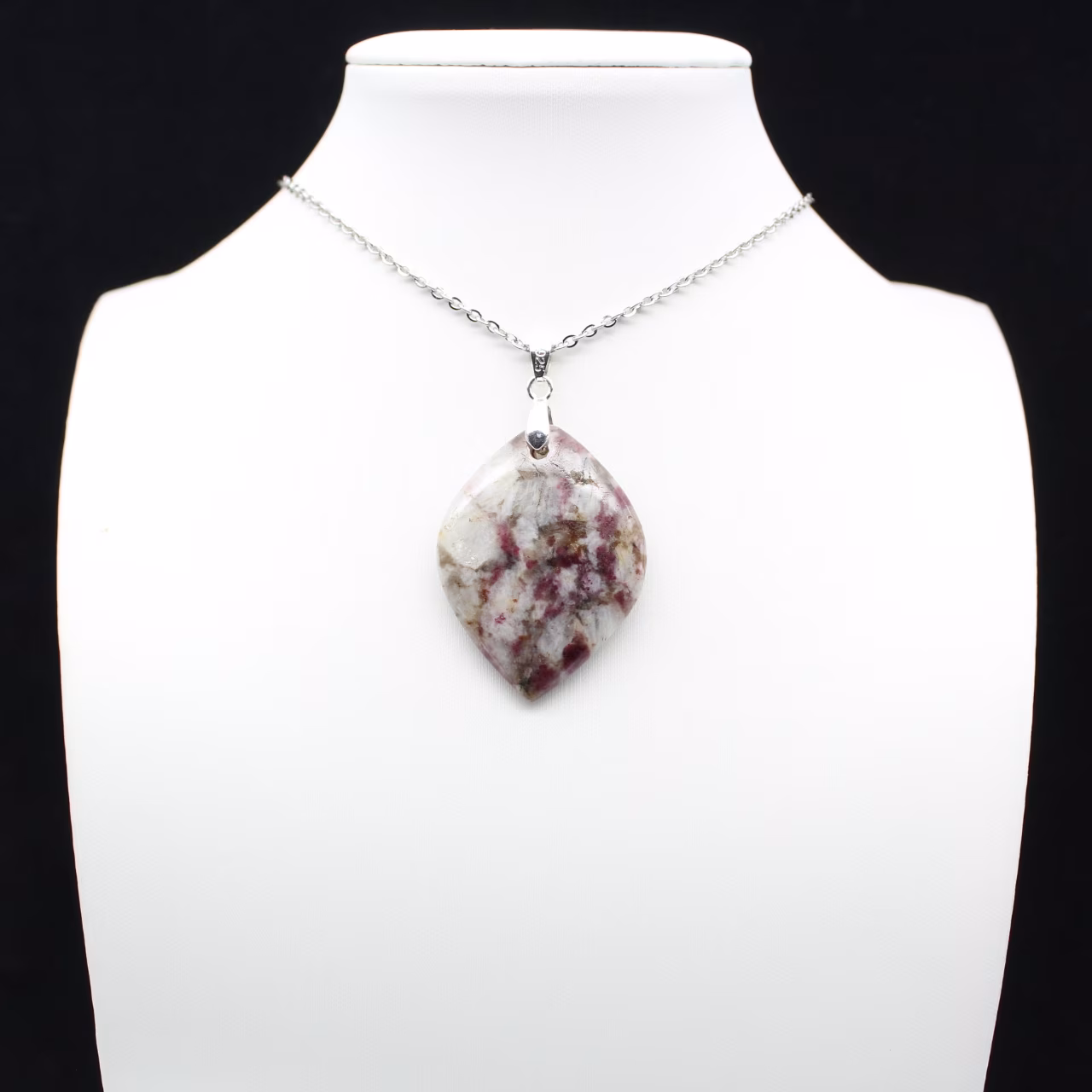Leaf Pendant with Pink Tourmaline Inclusion