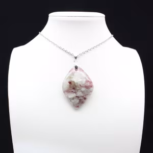 Leaf Pendant with Pink Tourmaline Inclusion