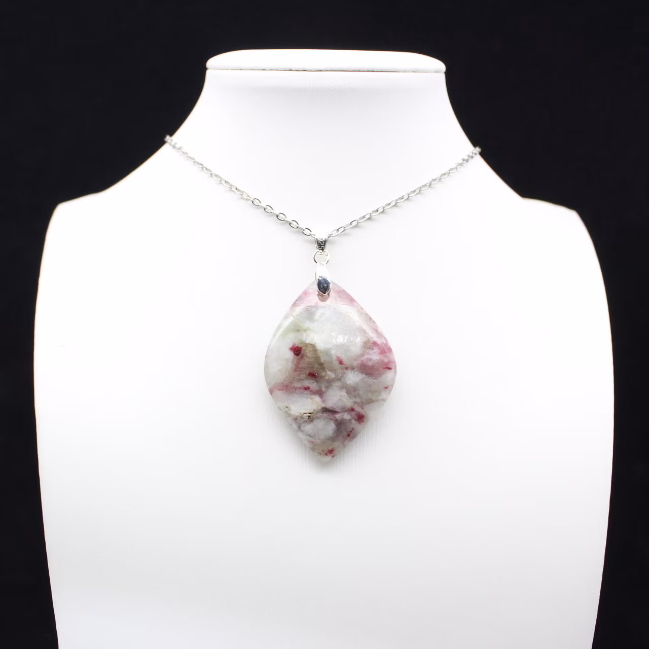 Leaf Pendant with Pink Tourmaline Inclusion
