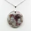 Round Pendant with Pink Tourmaline Inclusion - 2